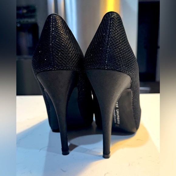 Chinese Laundry Sparkly Black 5” Heels open toe 1.5” platform- Size 8M - Picture 2 of 11